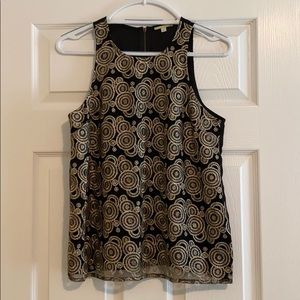 Black and Gold Sleeveless Blouse
